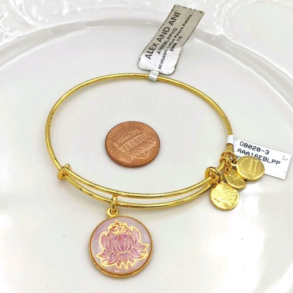 Alex and Ani Shiny Gold Lotus Flower Bracelet NWT
